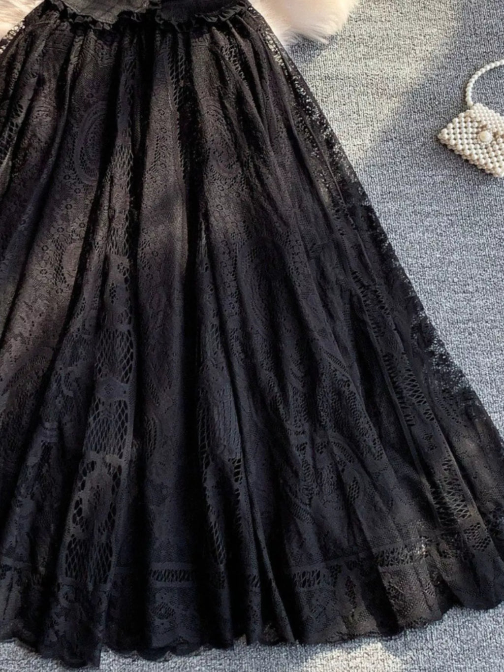 Lace Panel Puff Sleeve Dress