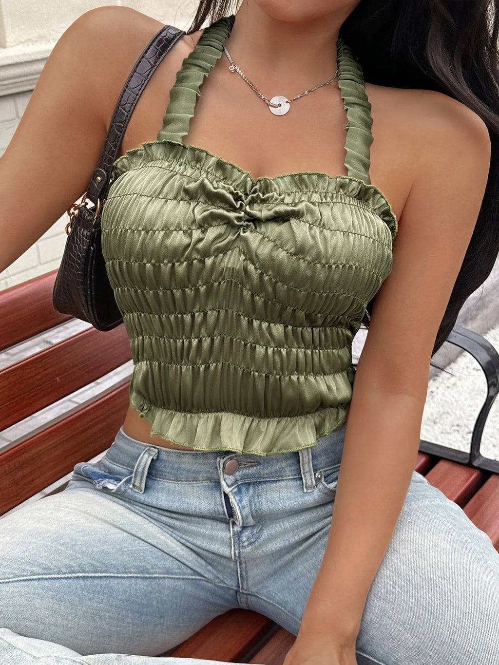 Smocked Halter Neck Cami