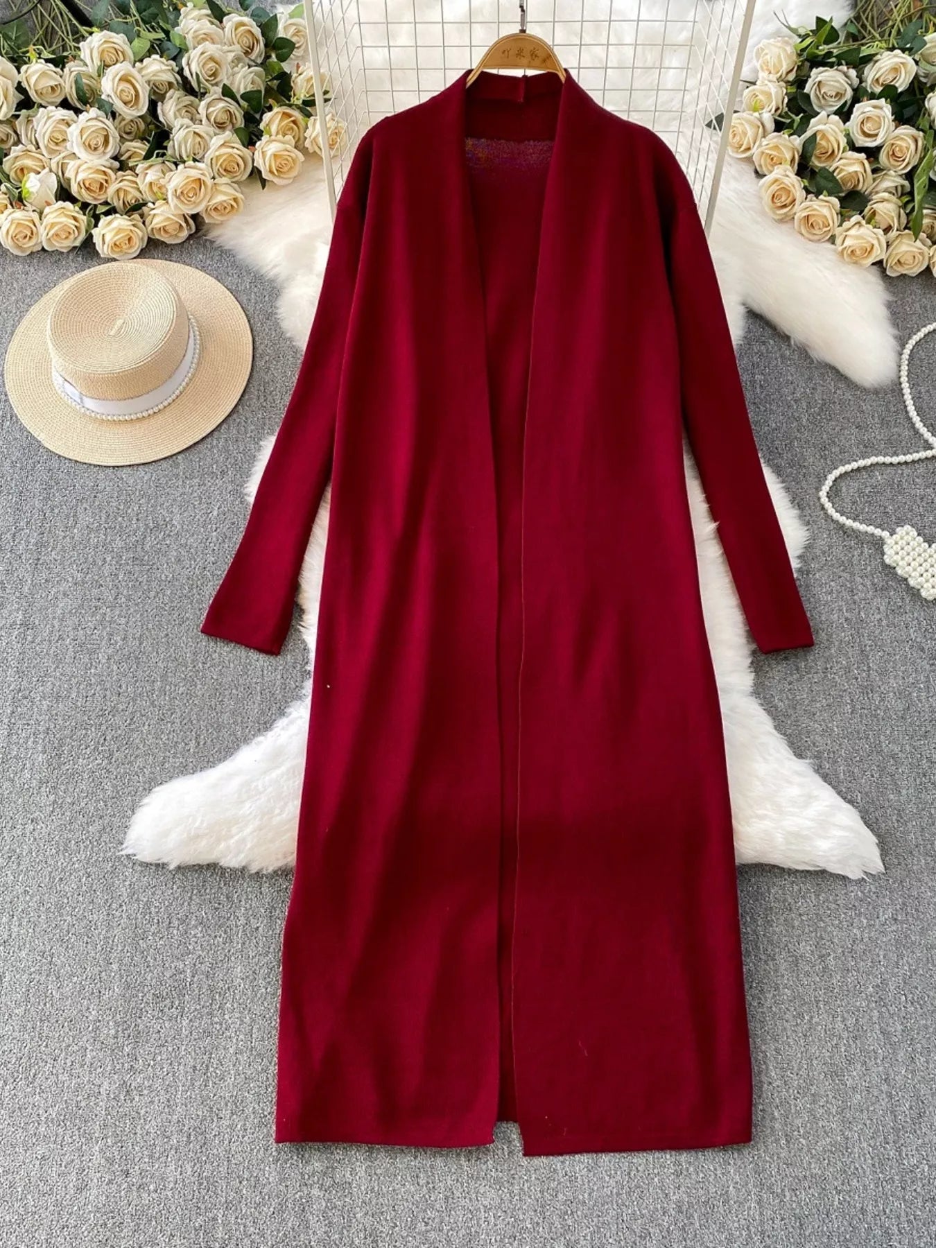 Round Neck Knitted Dress & Cardigan Set