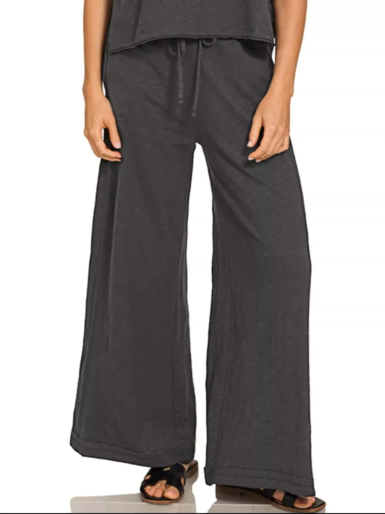 Zenana Cotton Slub Short Sleeve Tee and Pants Set