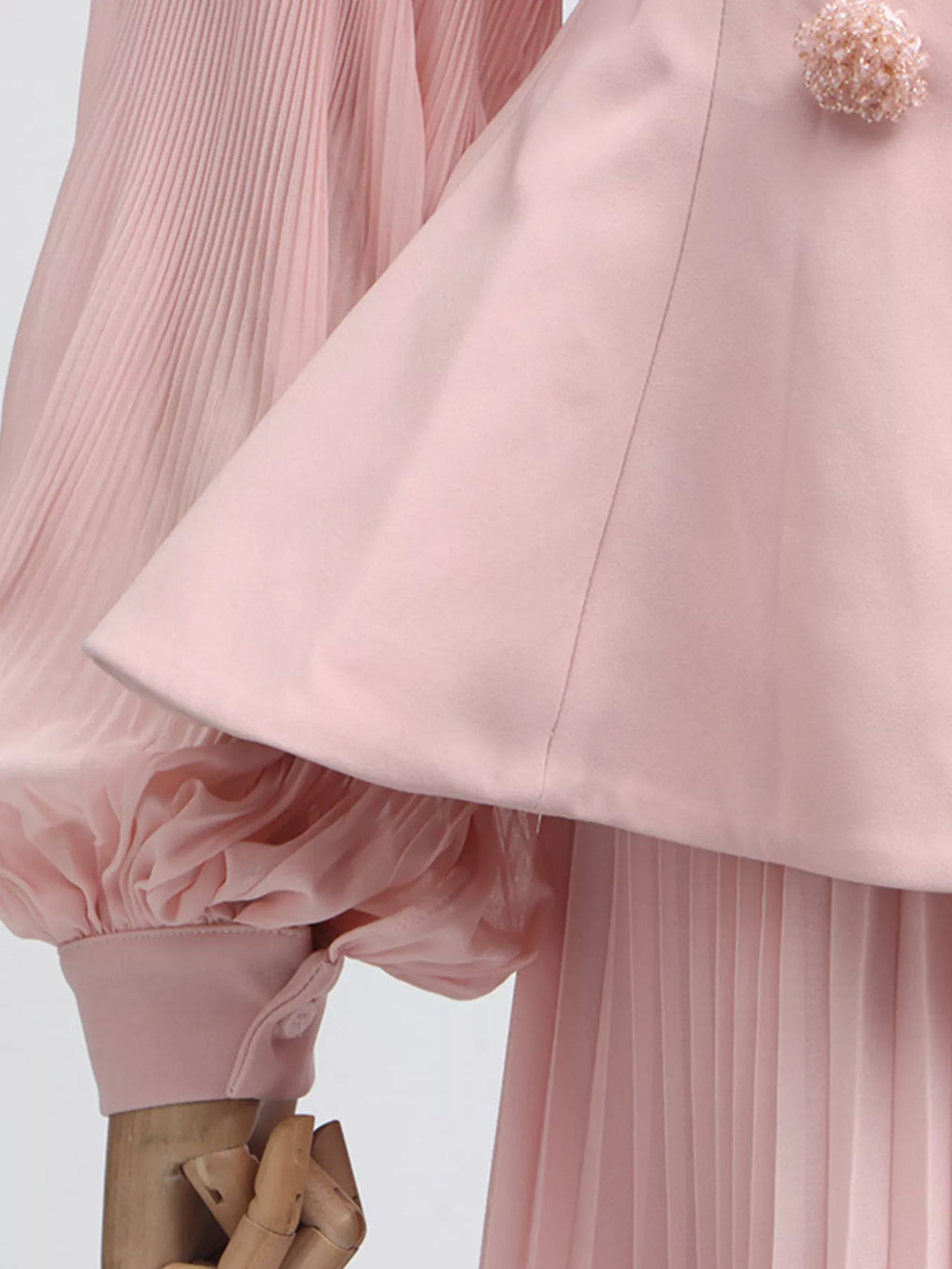 Frill Lapel Collar Top and Pleated Skirt Set