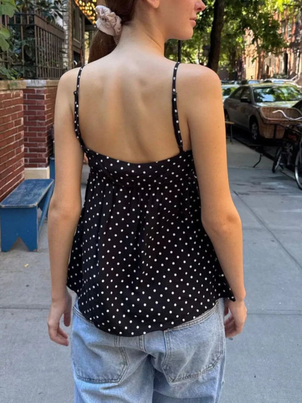 Polka Dot V-Neck Flowy Cami