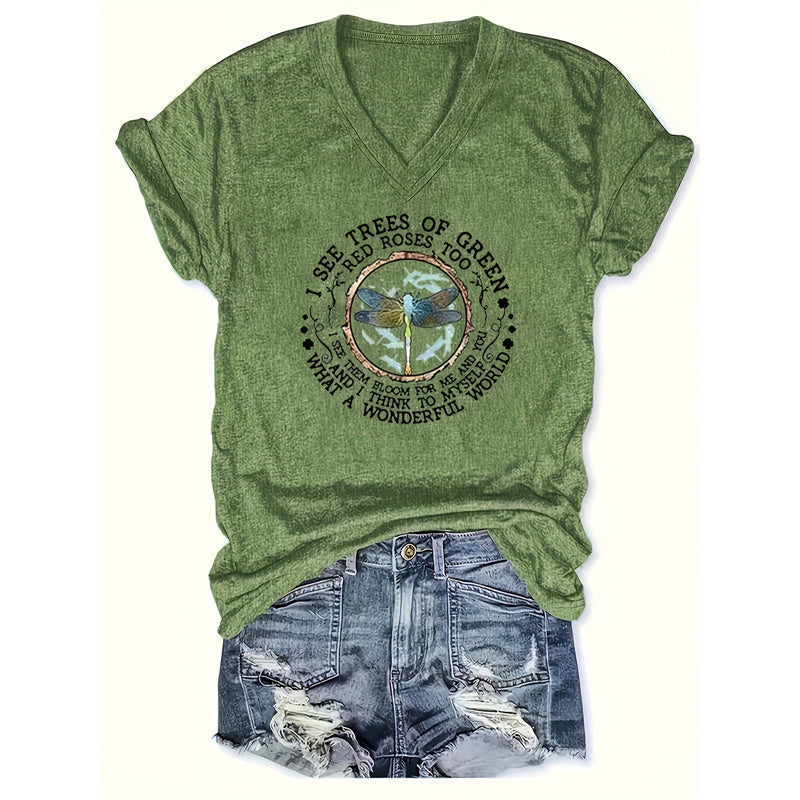 Letter Print Short Sleeve T-Shirt Casual Summer Top