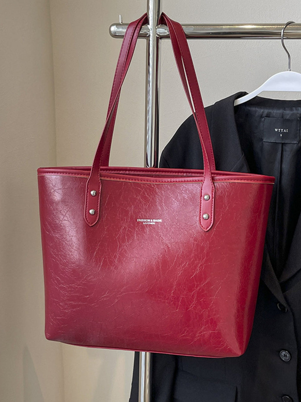 Faux Leather Shoulder Bag