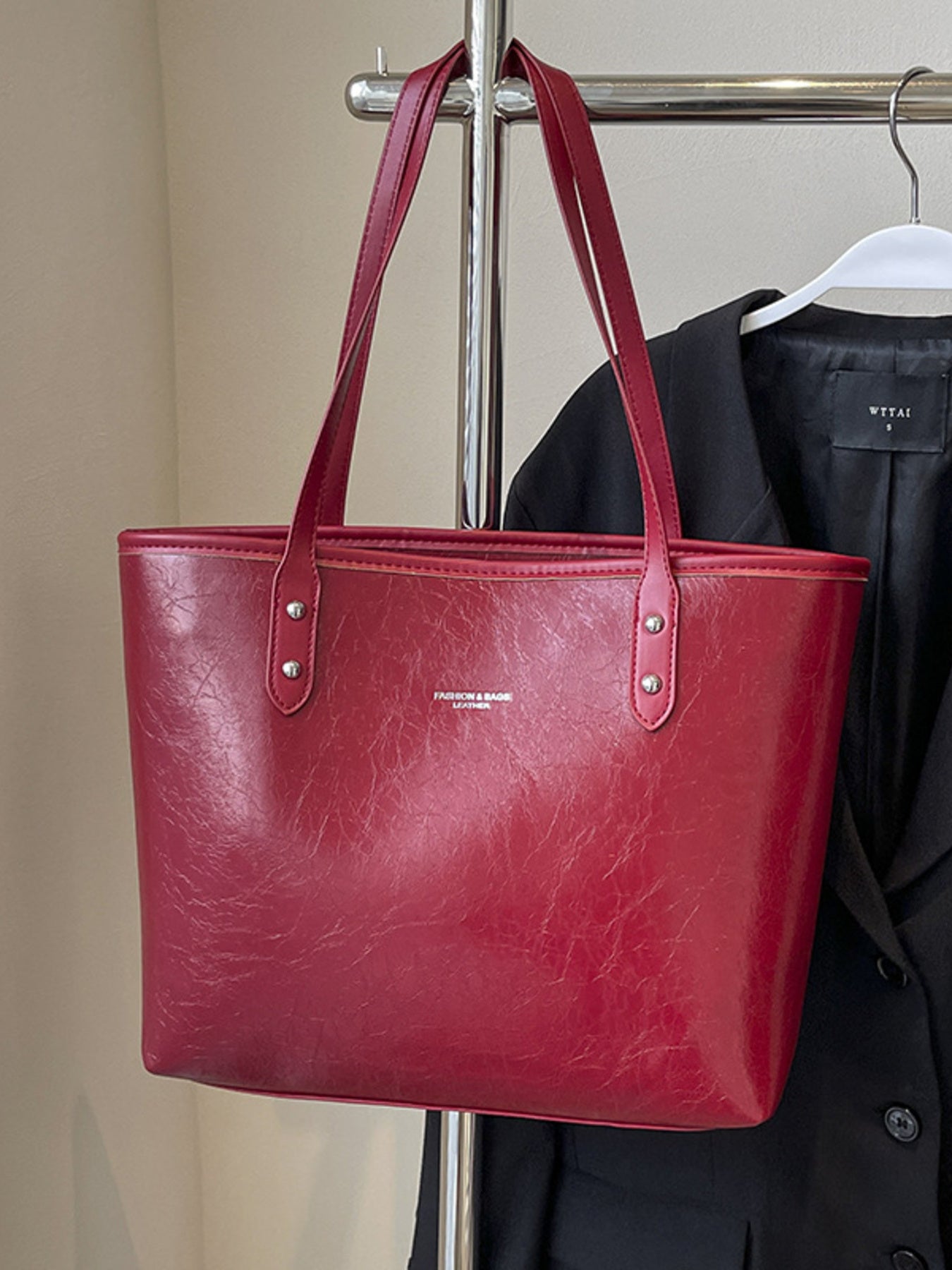 Faux Leather Shoulder Bag