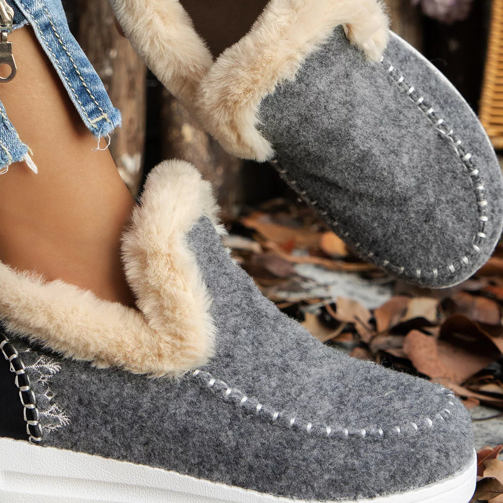 Cozy Fur-Trimmed Slip-Ons