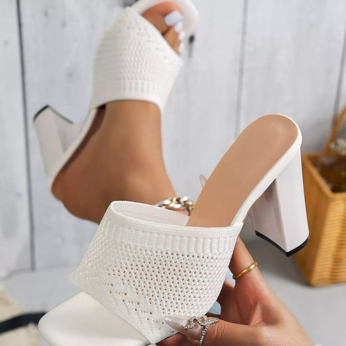 Open Toe Block Heels Sandals