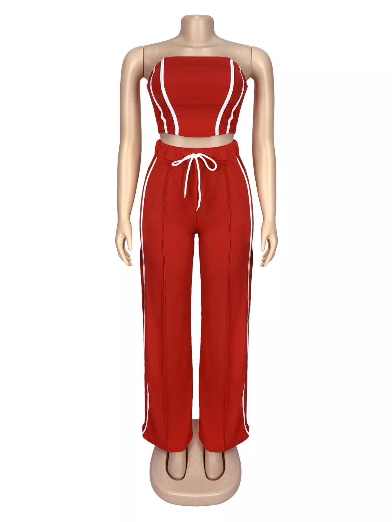 Sleeveless Tube Top and Wide Leg Pants Set