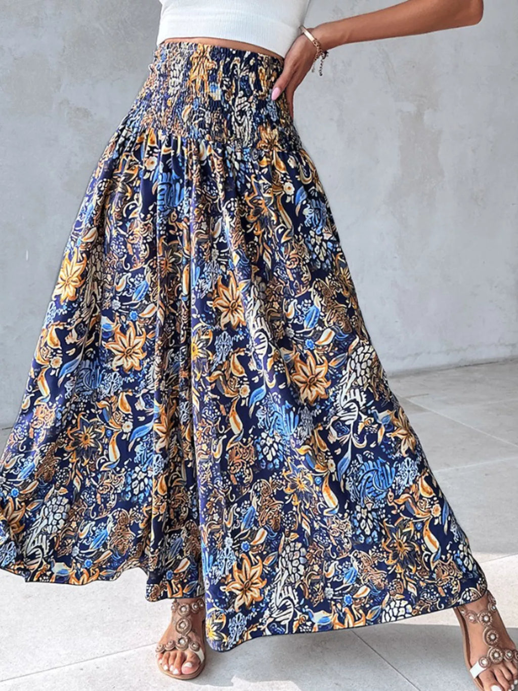 Printed Wide-Leg Pants