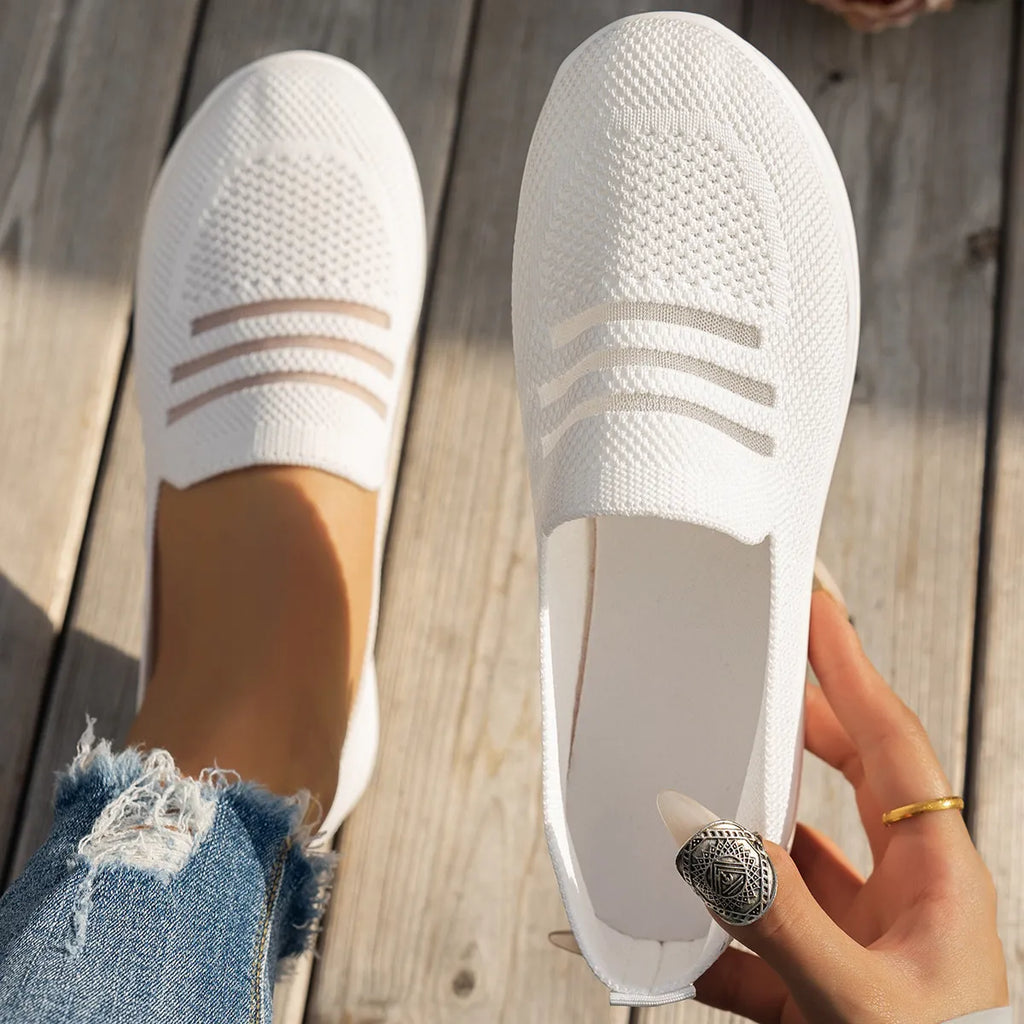 Mesh Round Toe Platform Slip-Ons