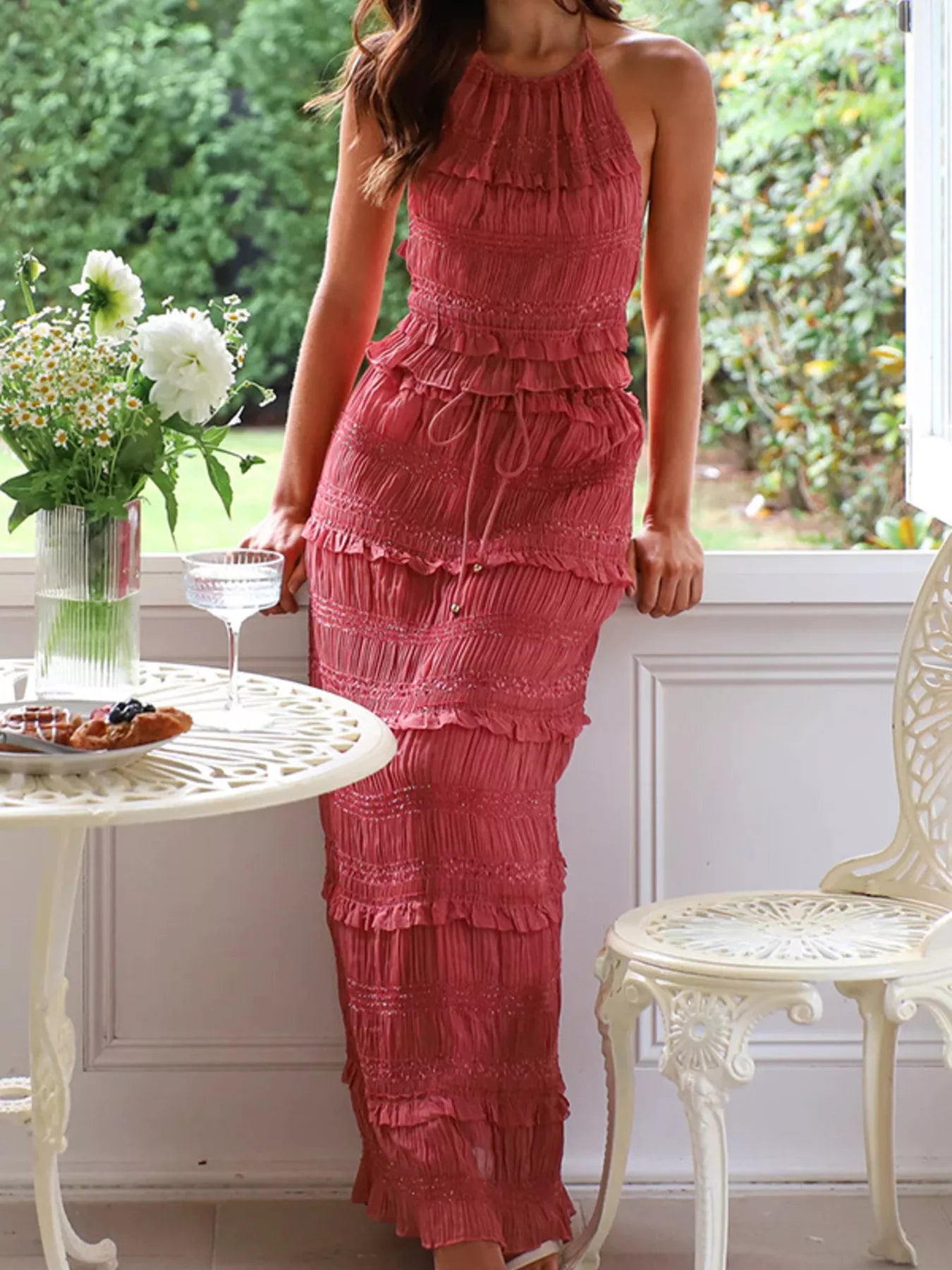 Sleeveless Top and Maxi Skirt Set