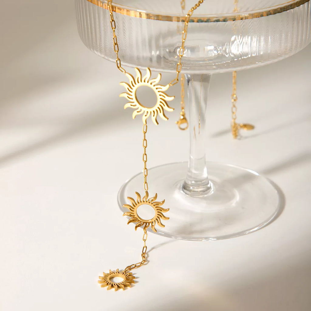 18K Gold-Plated Sun Pendant Necklace