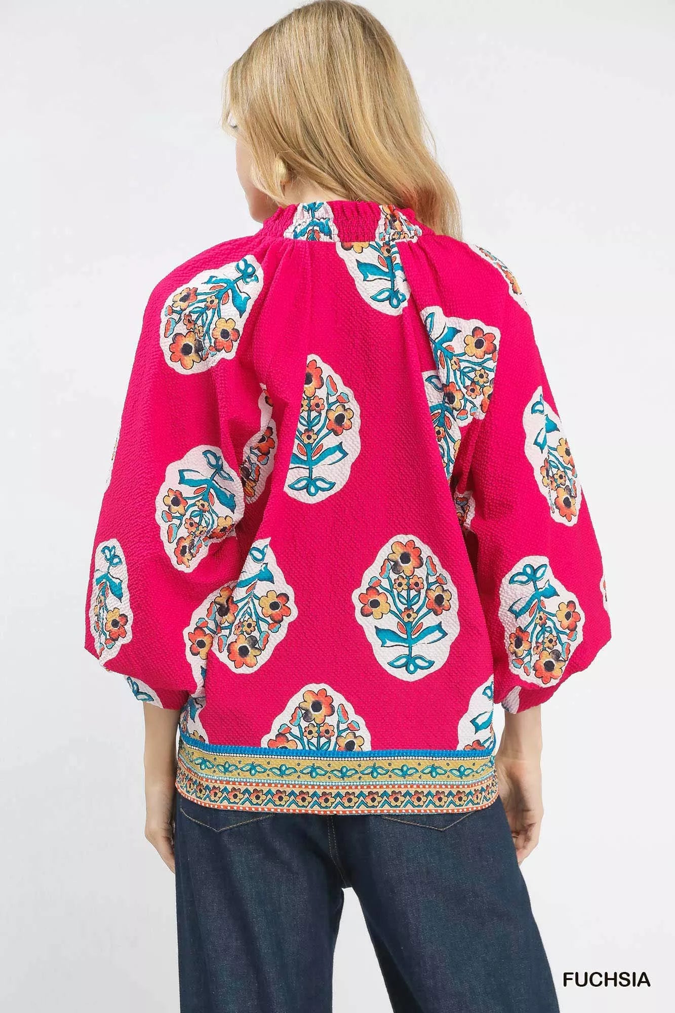 Umgee Boho Floral Print Tunic Blouse