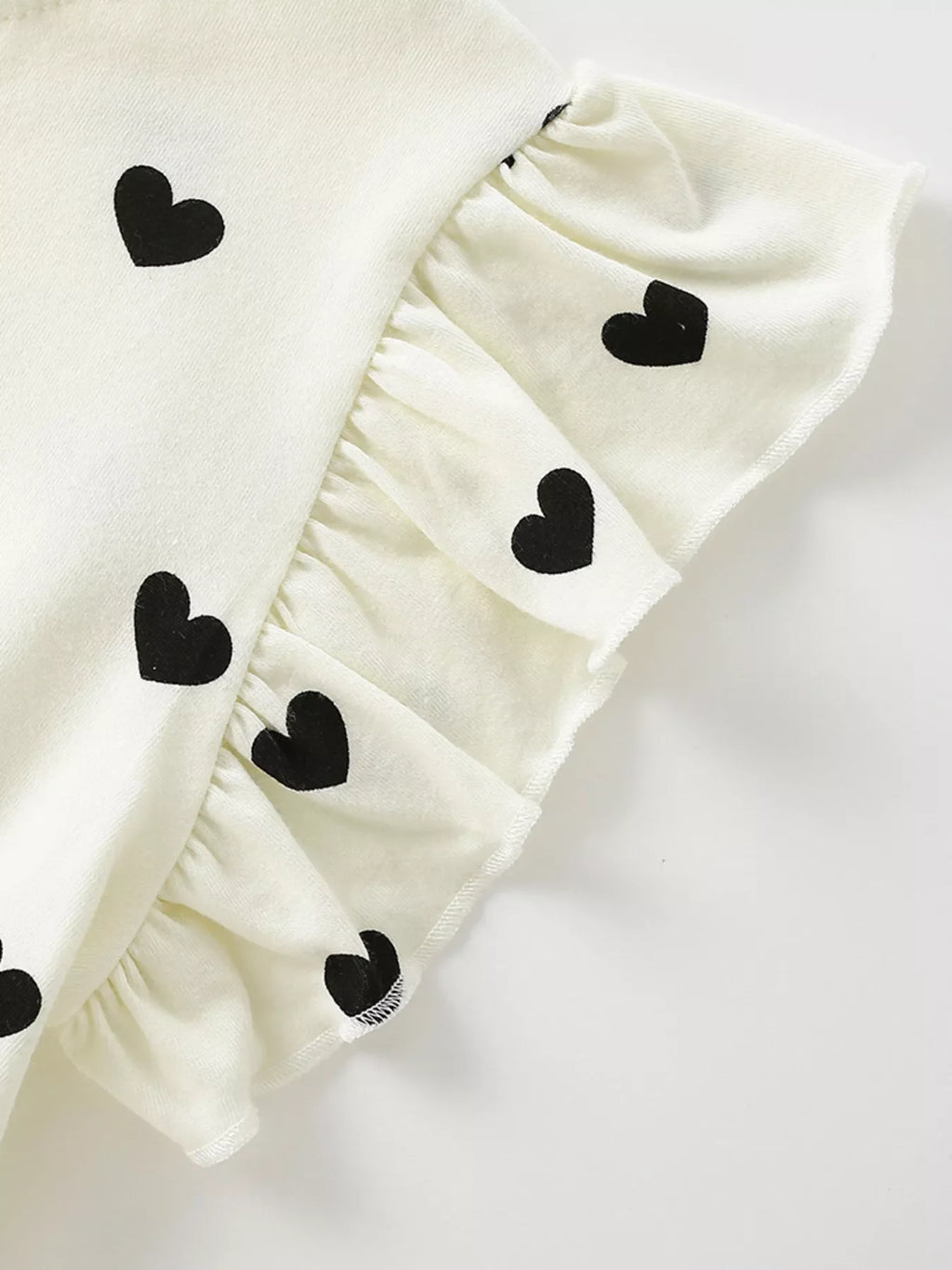 Children's Heart Print Ruffle Sleeve Dress