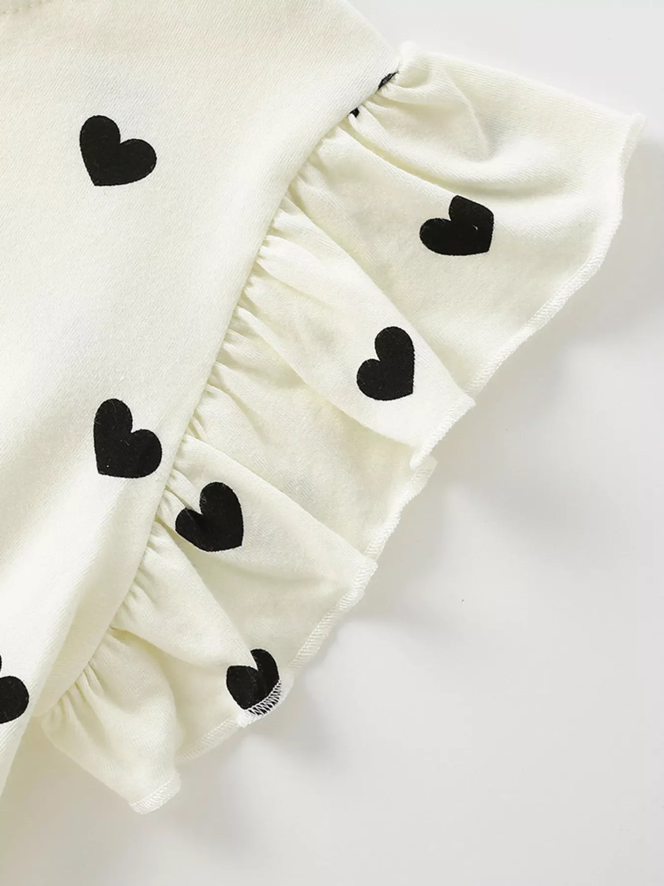 Children's Heart Print Ruffle Sleeve Dress