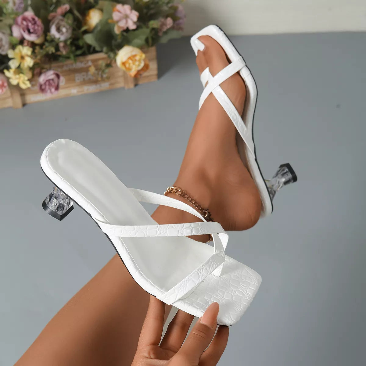 Open Toe Kitten Heels Sandals