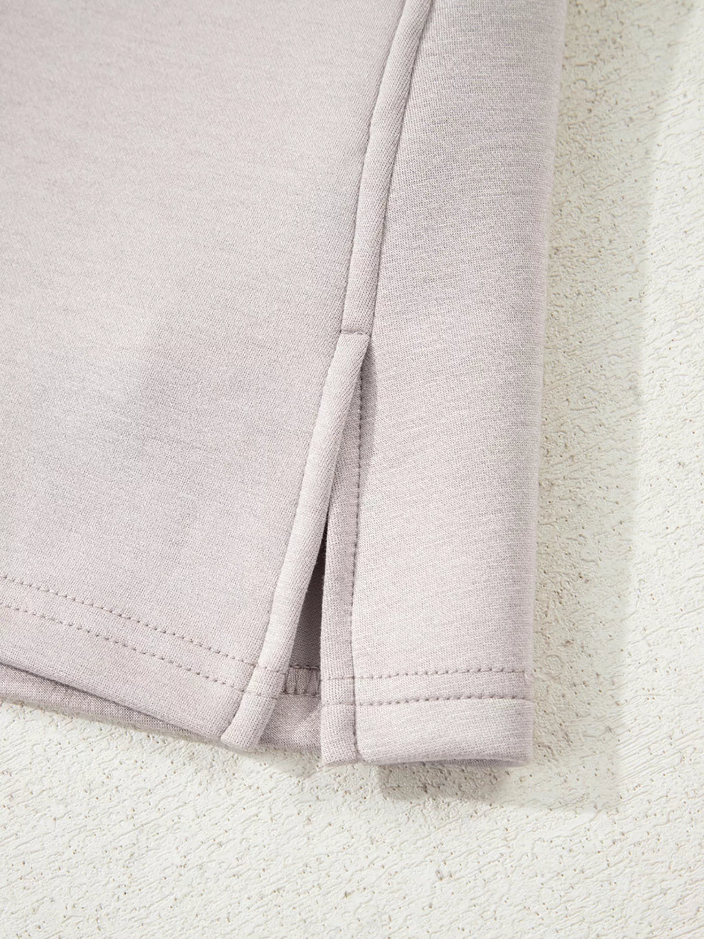Solid Color Drop Shoulder Pullover and Drawstring Mini Skirt 2pcs Outfit