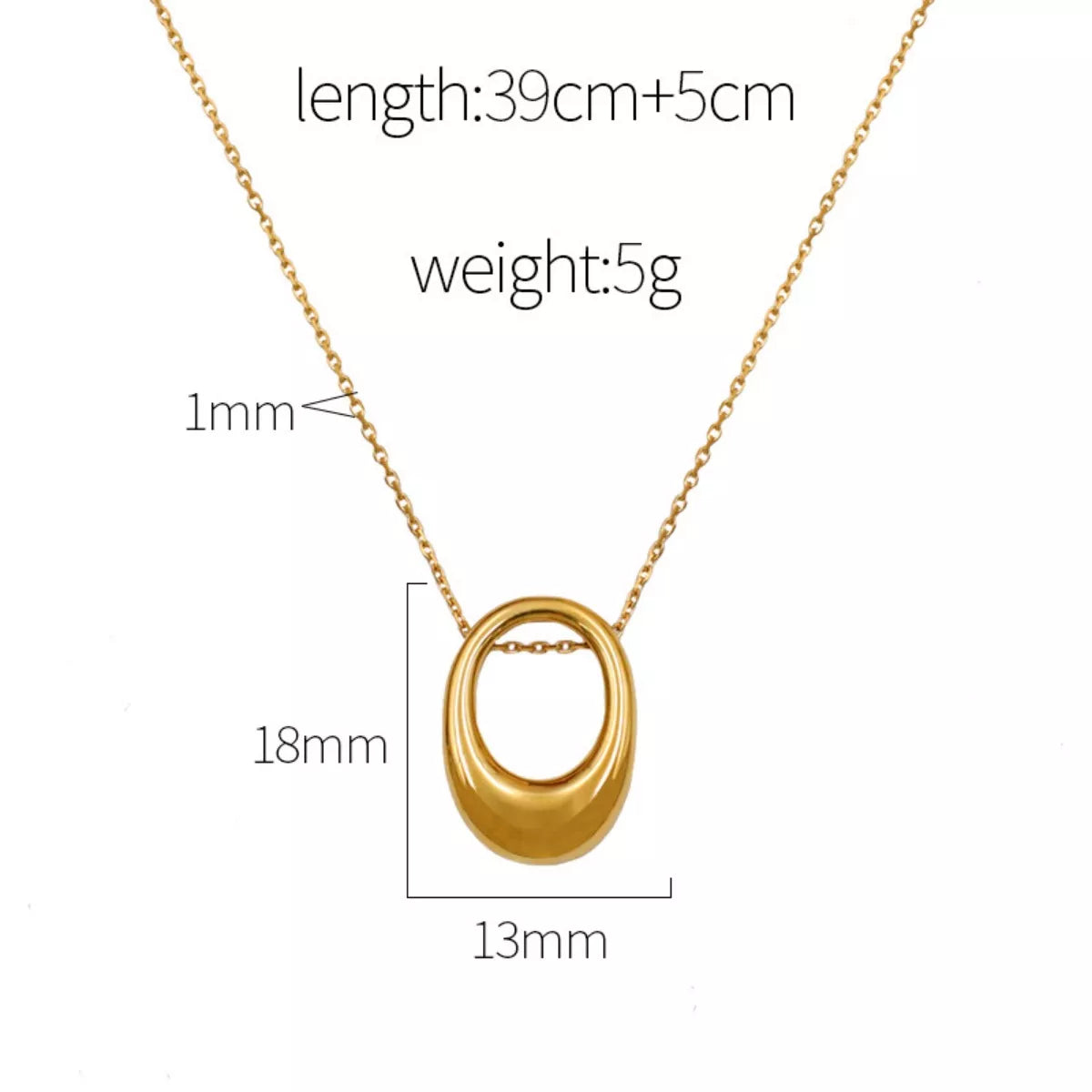 18K Gold-Plated Oval Pendant Necklace