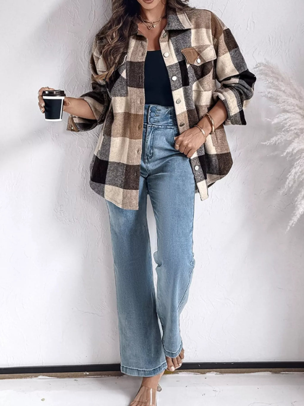 Plaid Button-Up Long Sleeve Shirt