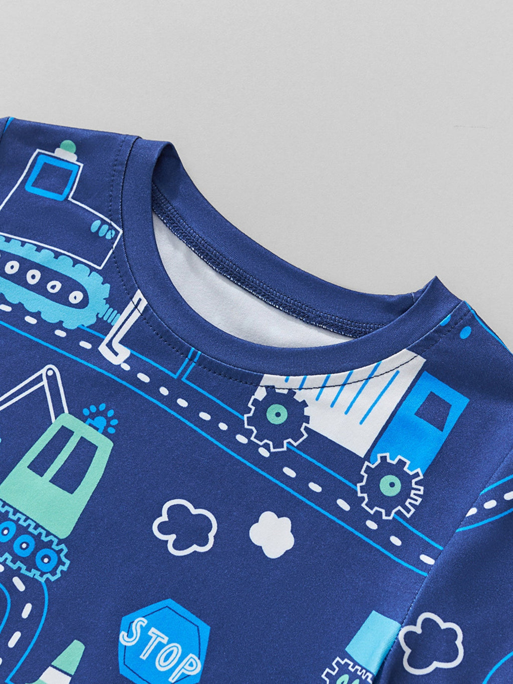 Children's Fun Road Construction Print Short Sleeve Tee