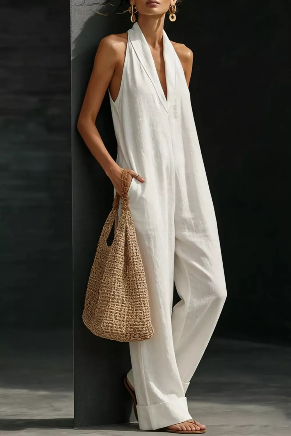 Sleeveless Wide Leg Jumpsuit