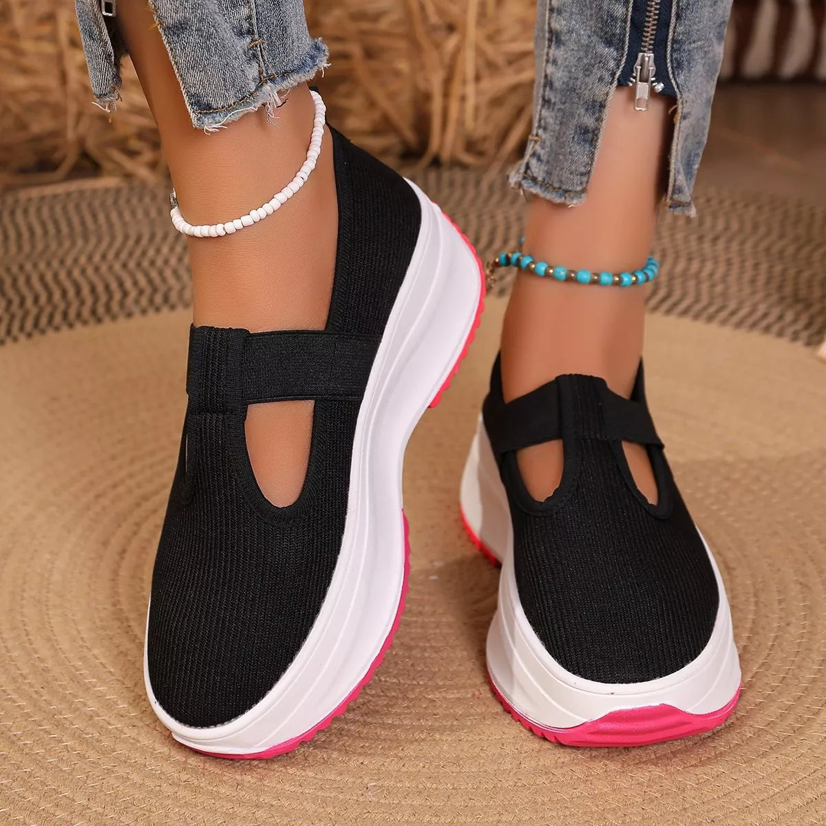 Round Toe Platform Slip-Ons