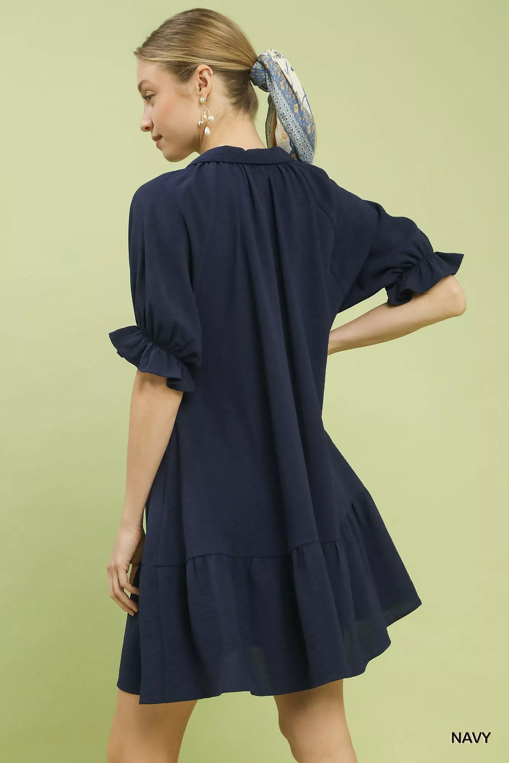 Umgee Tiered Puff Sleeve Babydoll Dress