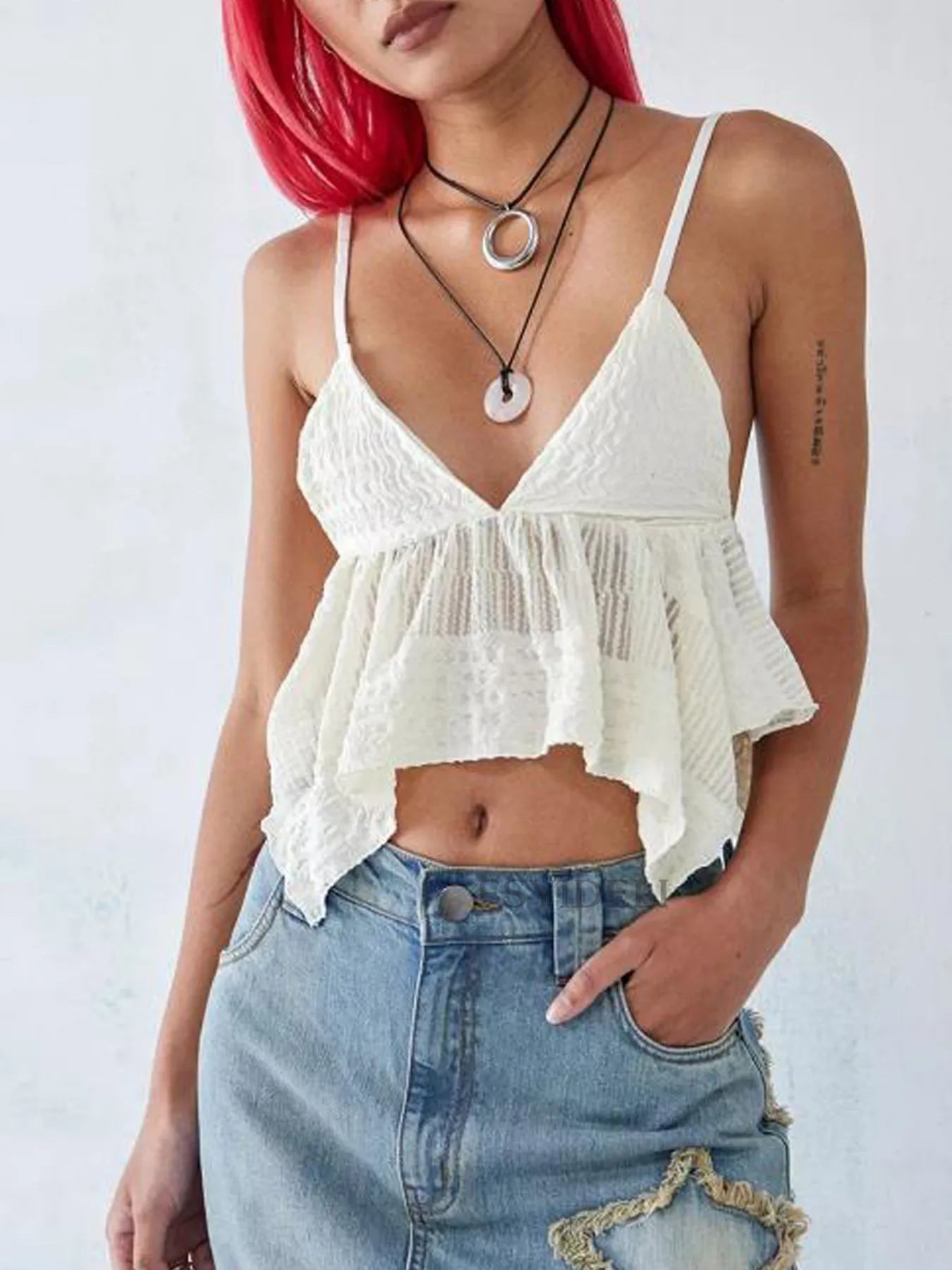 V-Neck Peplum Cami Top