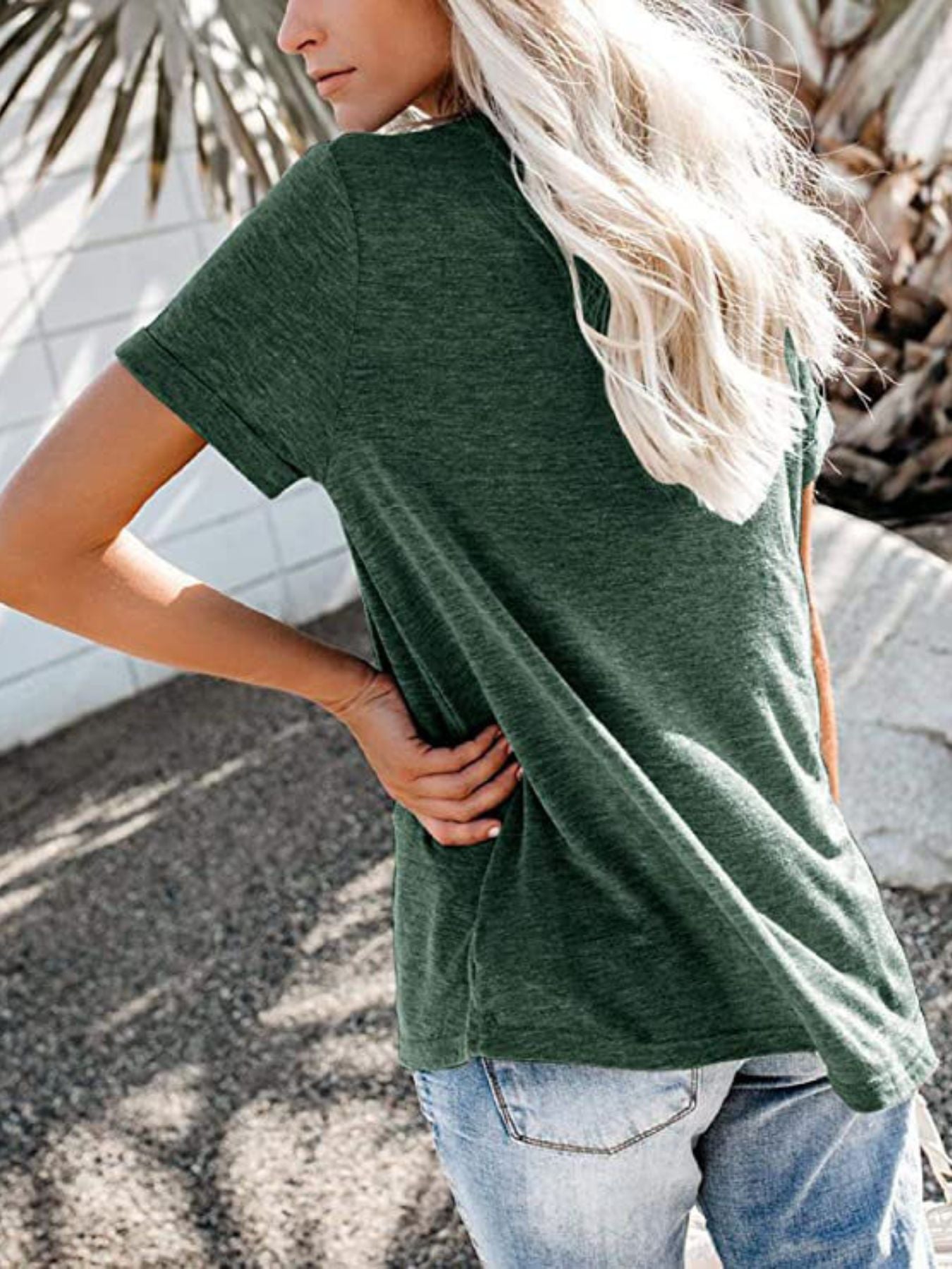 Full Size Casual Button-Front Pocket T-Shirt Plus Size