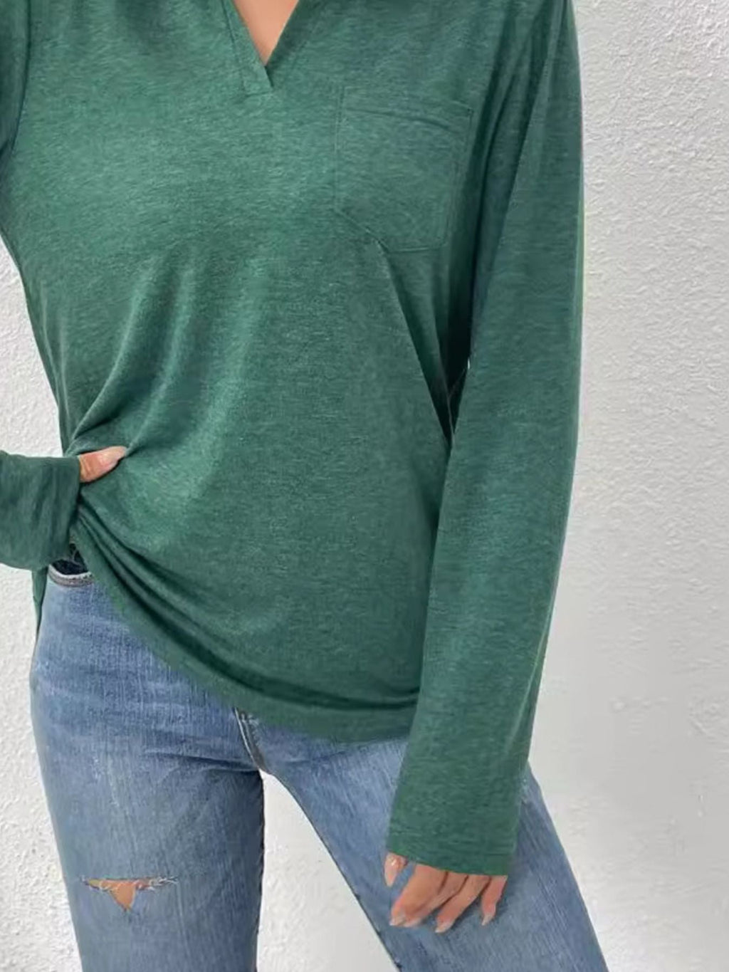 Collared Neck Long Sleeve T-Shirt
