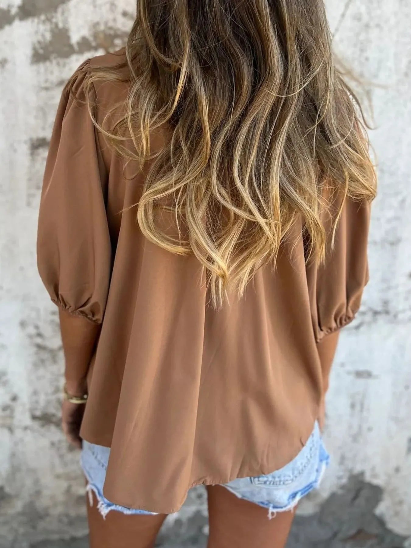 Full Size Smocked Puff Sleeve Blouse Plus Size