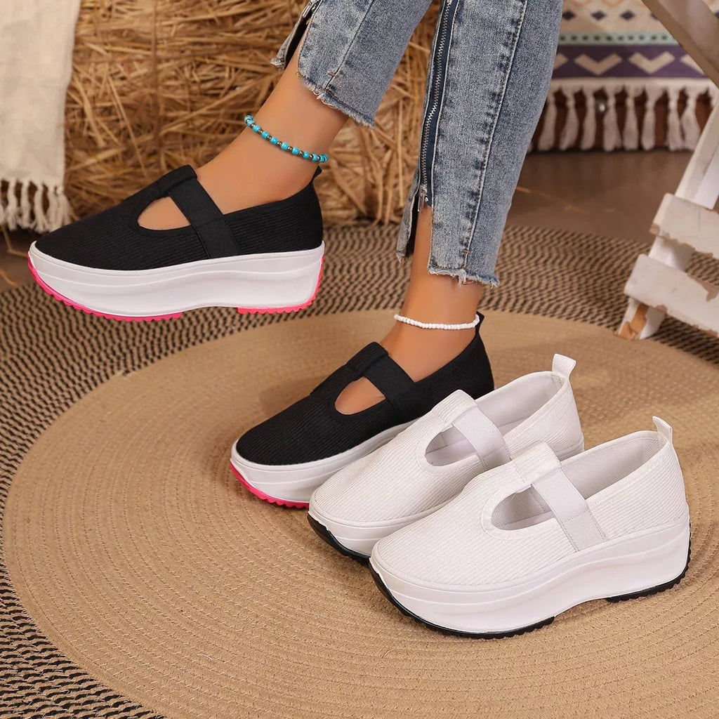 Round Toe Platform Slip-Ons