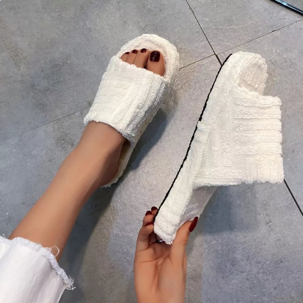 Open Toe Platform Slippers