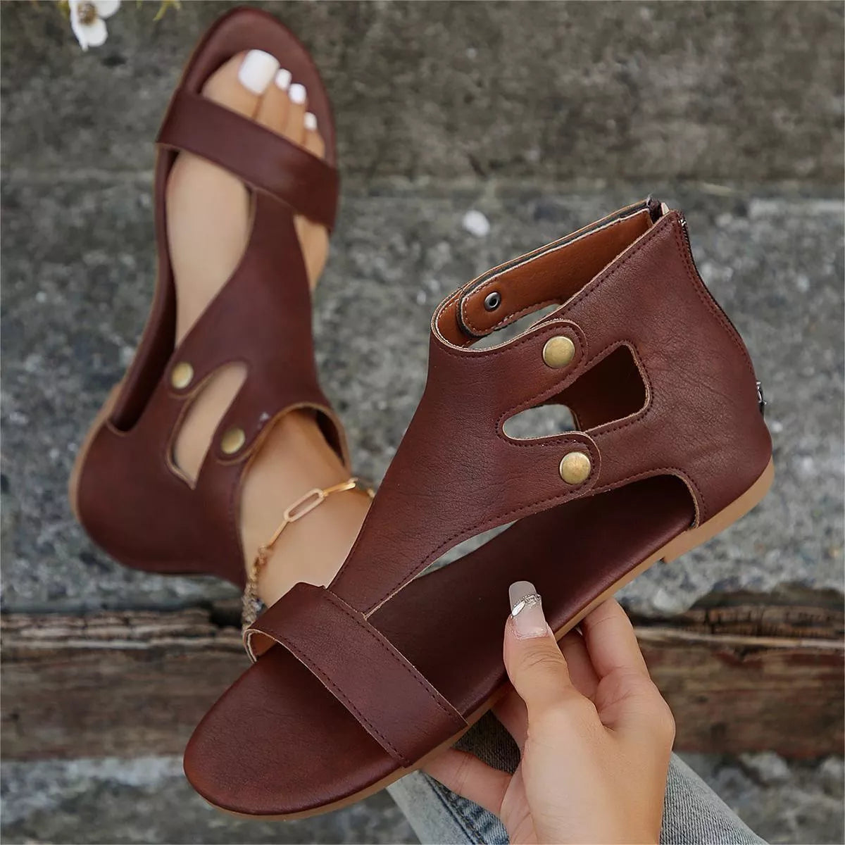 Open Toe Cutout Sandals