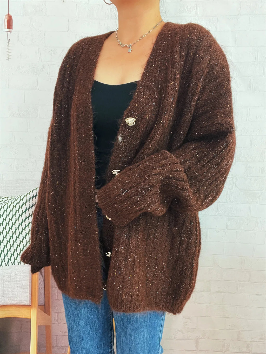 Cable Knit Button-Up Cardigan