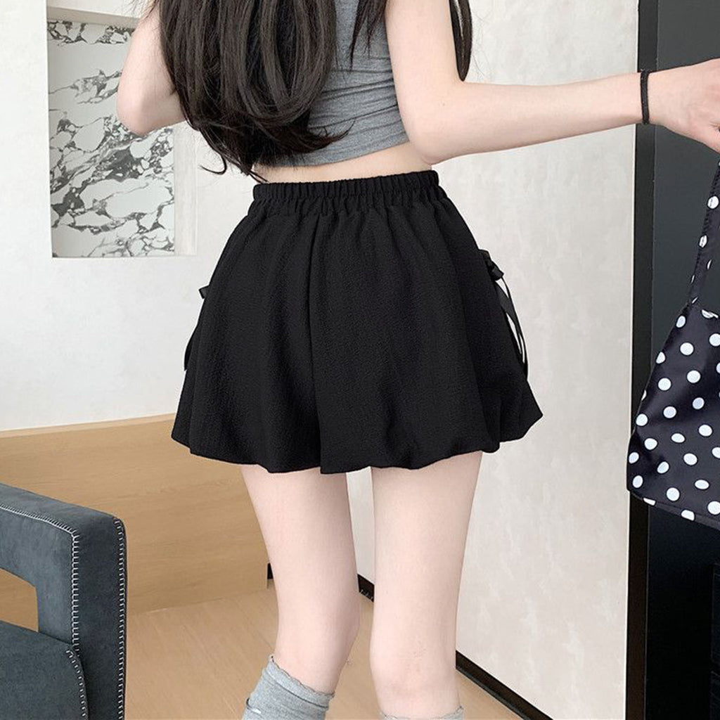 Bowknot High Waist Bubble Skirt