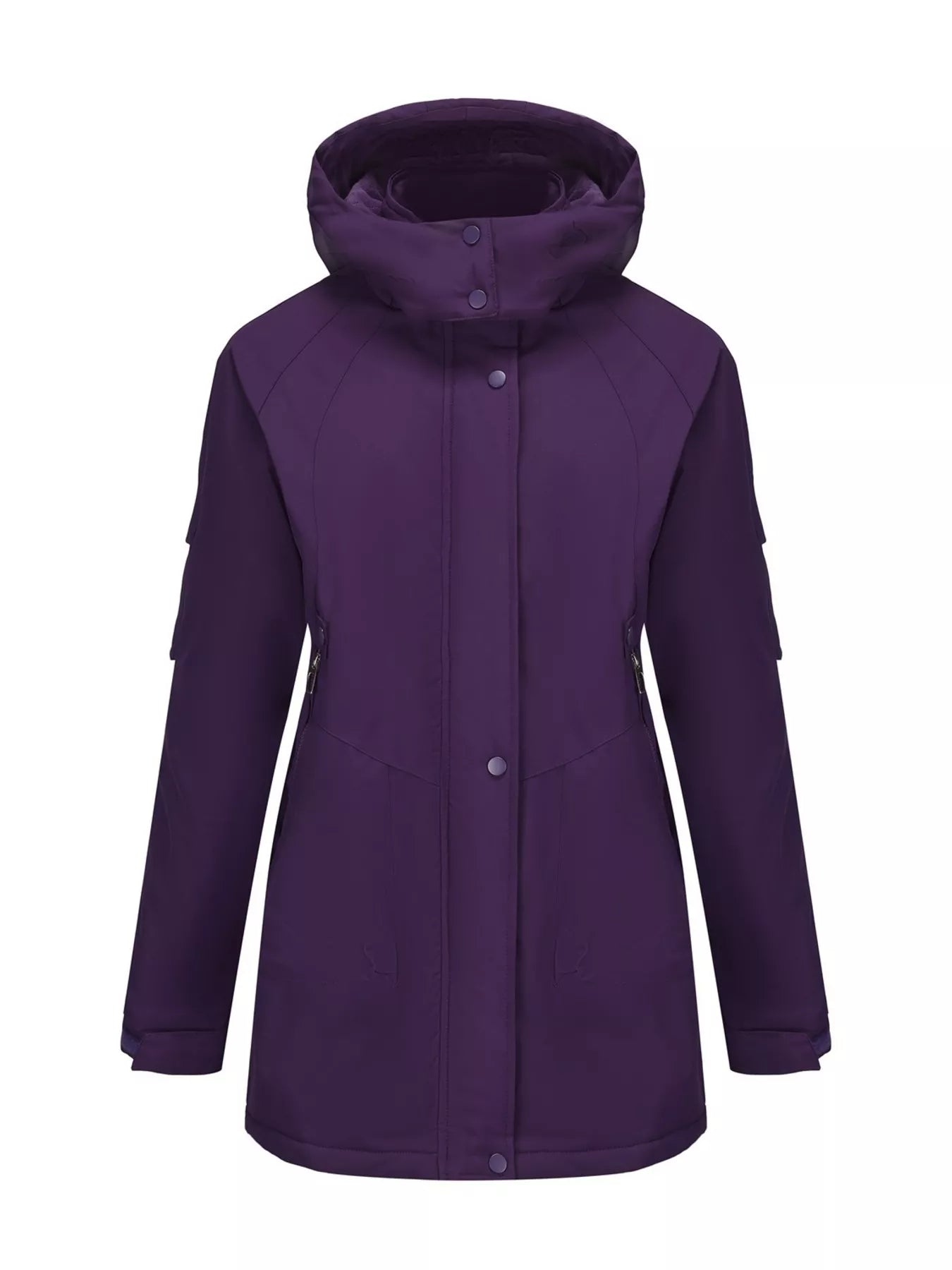 Full Size Hooded Mid-Length Windproof Outerwear Plus Size