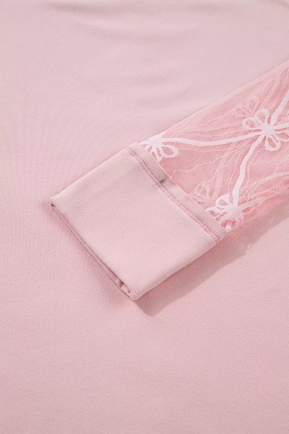 Solid Color Bow Textured Patchwork Long Sleeve Tee