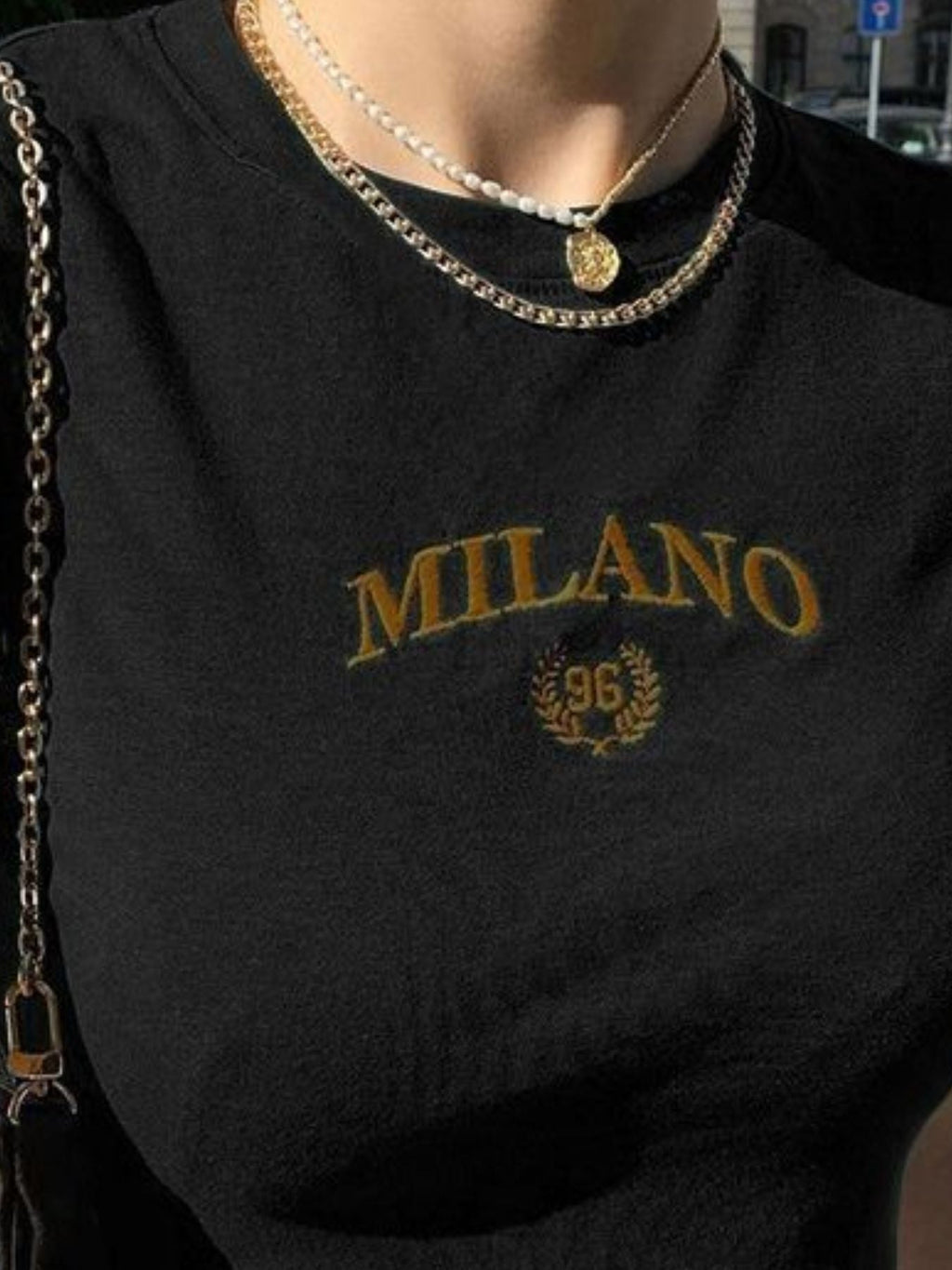 Letter Embroidered Cropped T-Shirt