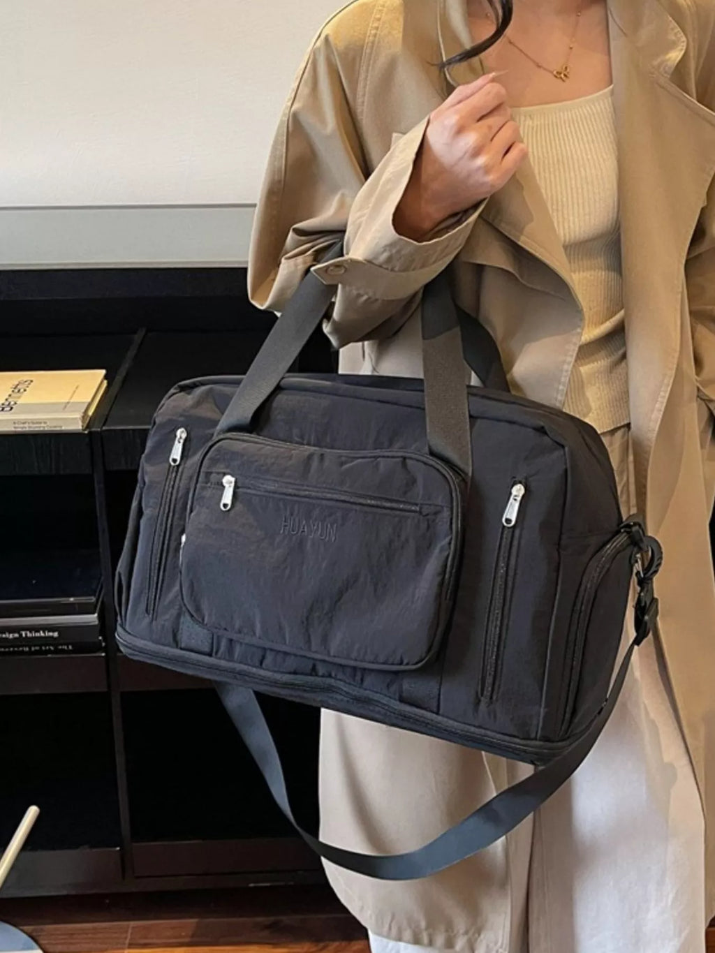 Canvas Duffel Bag with Multiple Pockets