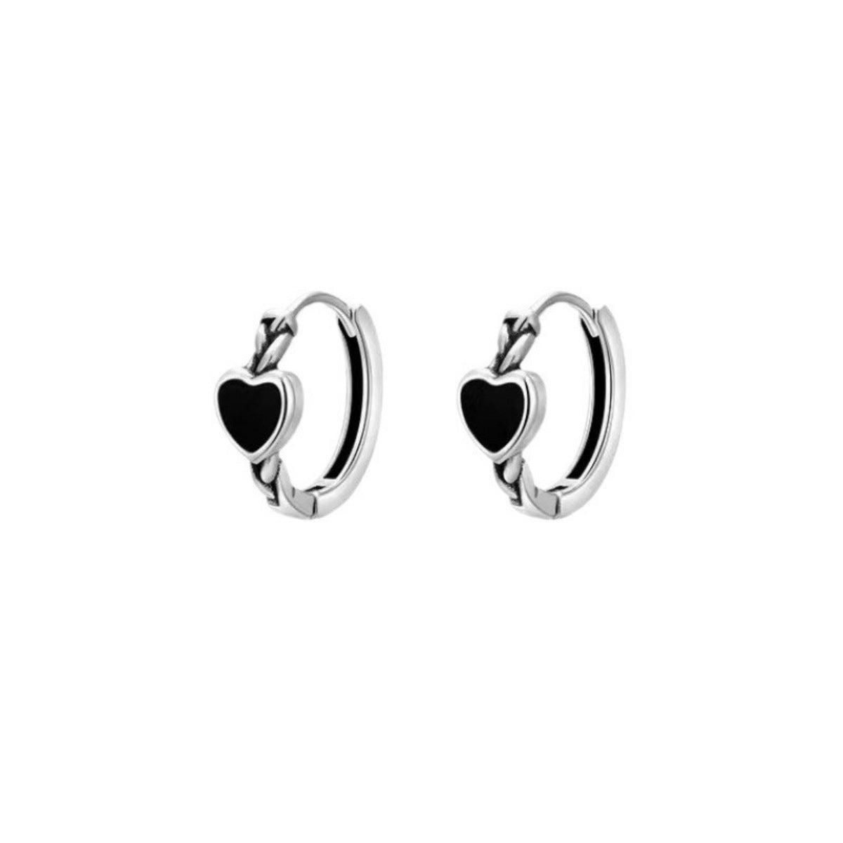 925 Sterling Silver Heart Hoop Earrings