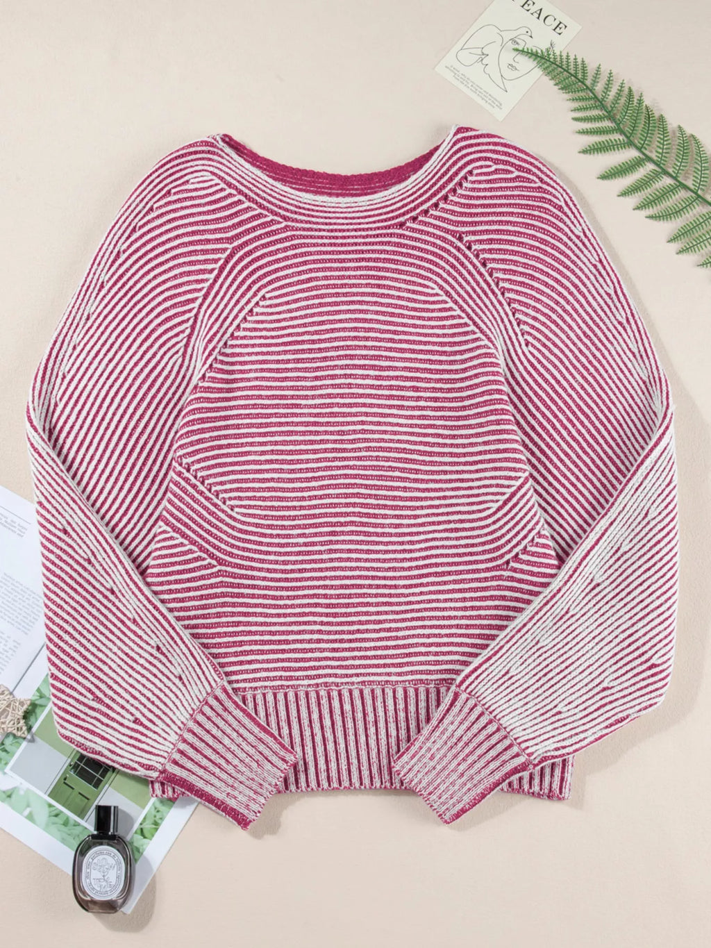 Striped Boat Neck Casual Sweater