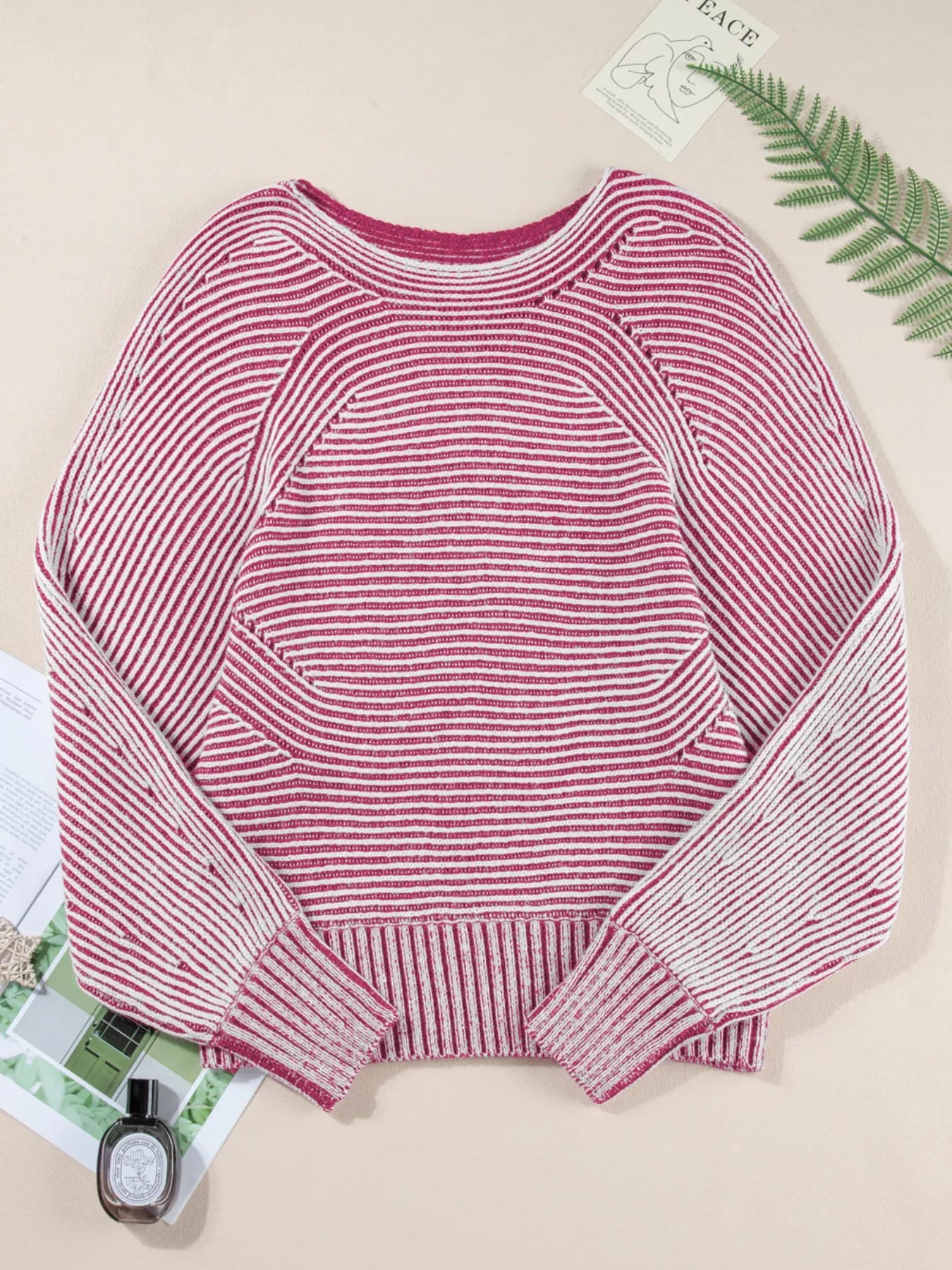 Striped Boat Neck Casual Sweater