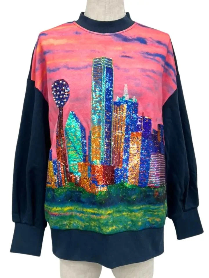 Brianna Cannon Dallas Skyline Sparkle Sweatshirt