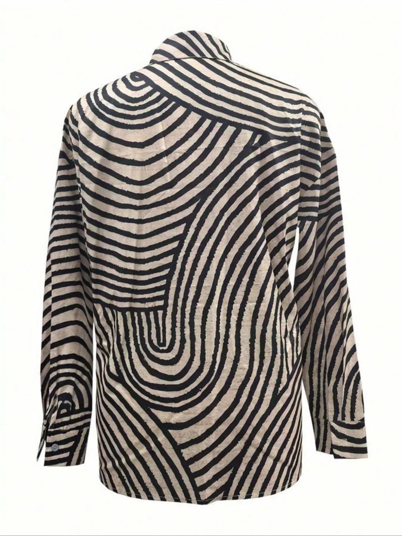 Striped Print Long Sleeve Button-Down Shirt