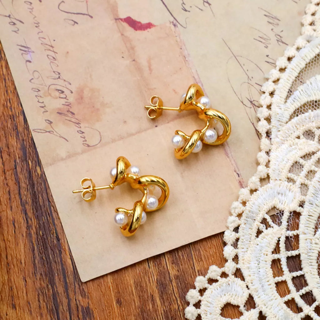 18K Gold-Plated Pearl Earrings