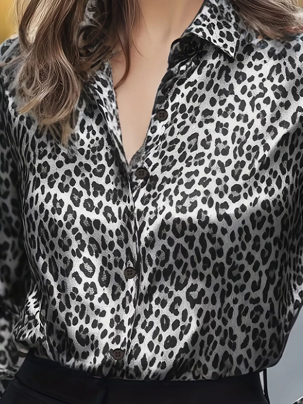 Leopard Button Up Long Sleeve Shirt