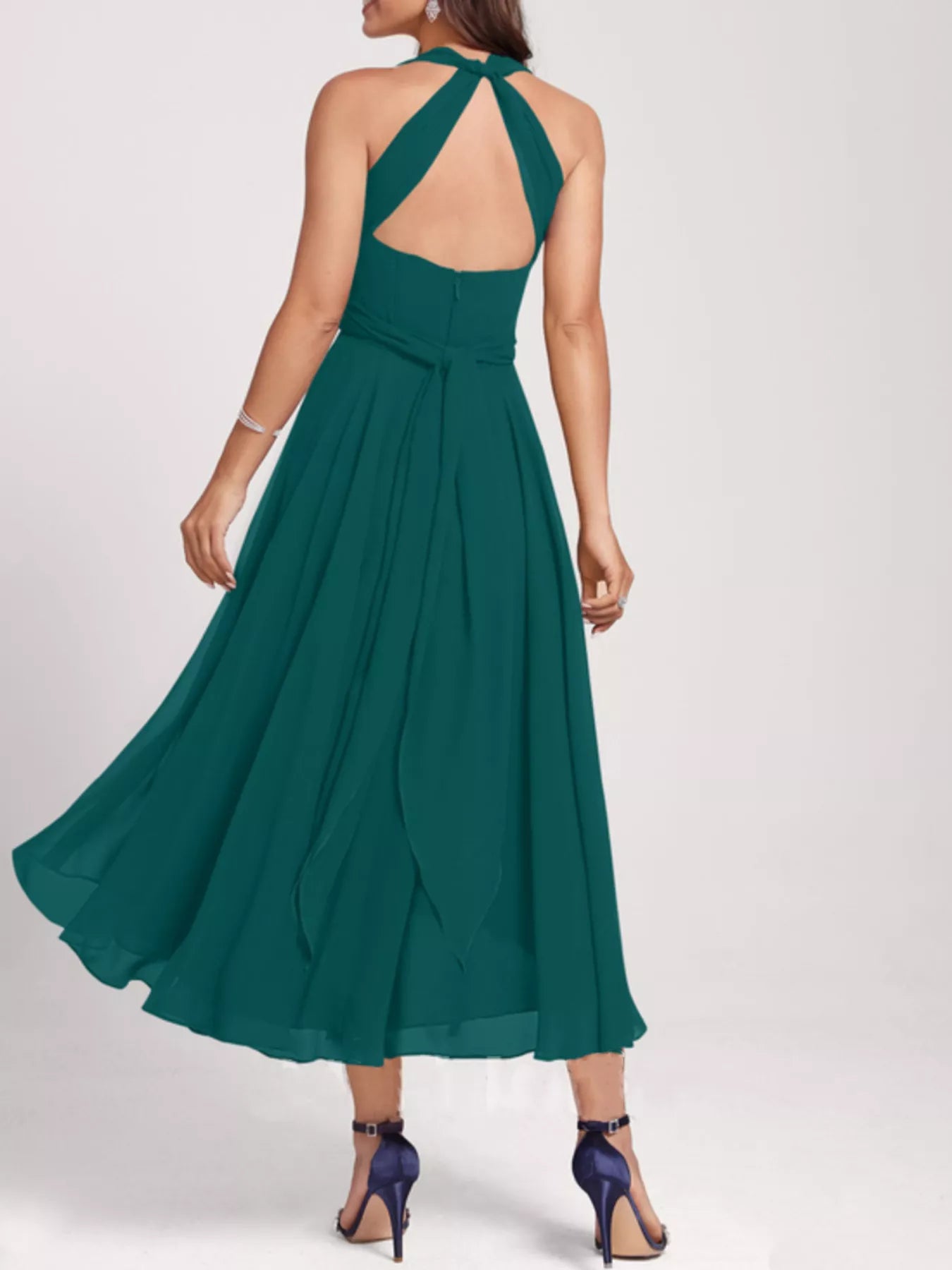 Ruched A-Line Midi Dress