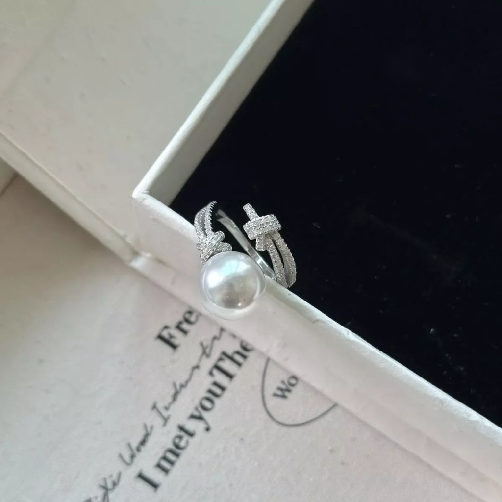Pearl Zircon Bypass Ring