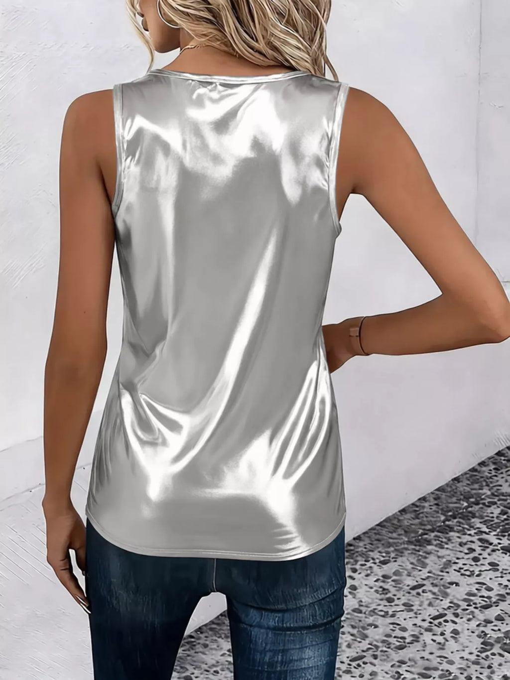 Satin Criss-Cross Neck Tank Top